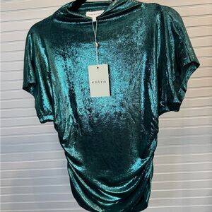 NWT Entro Metallic Teal Short Sleeve Top